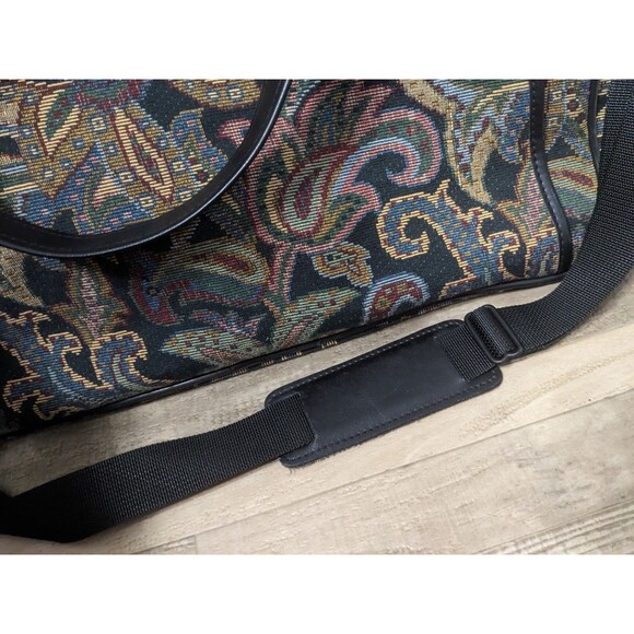 Verdi Boho Tapestry Shoulder Carry On Tote Bag 21"x15"x8" Weekend Retro Vntg - Picture 12 of 16